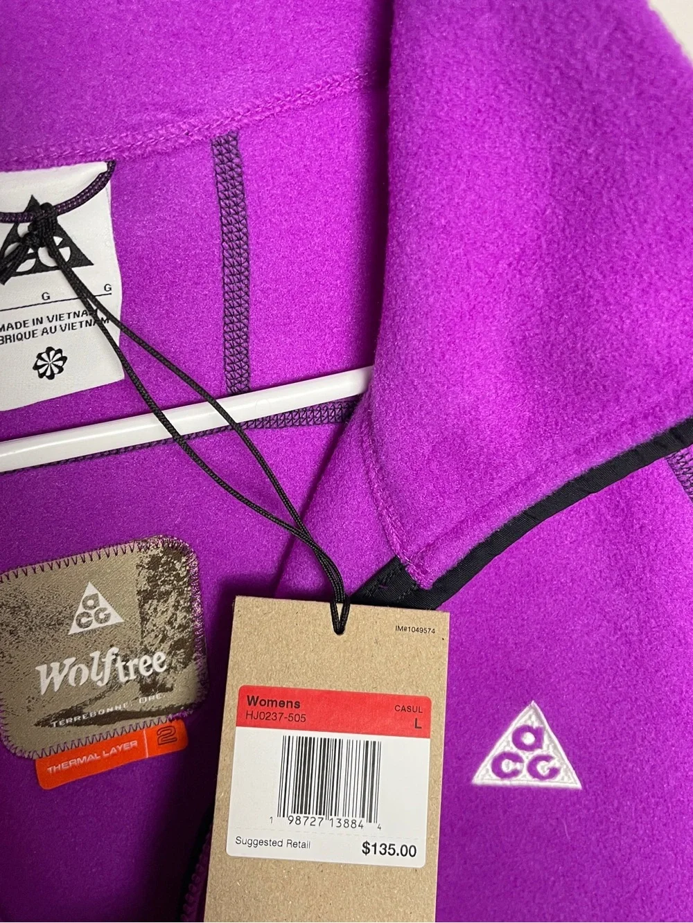Nike ACG Wolf Tree Polartec 1/2 Zip Fleece Women L Purple NWT HJ0237-505